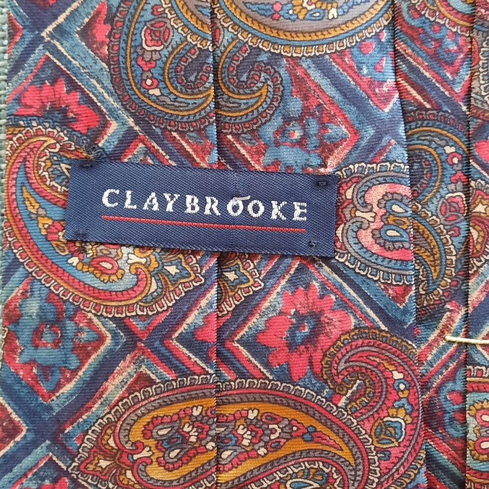 Claybrooke Silk Mens Paisley Tie - Picture 4 of 7